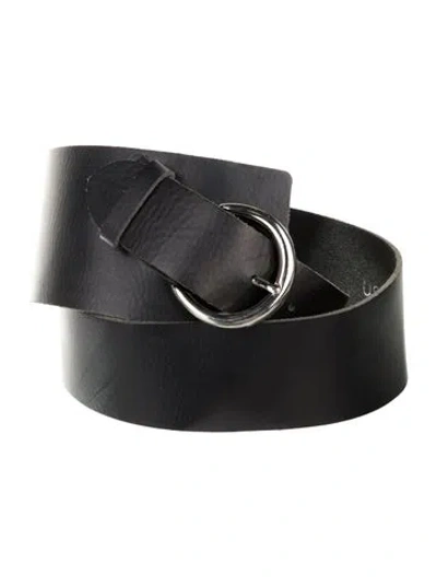 Pre-owned Ba&sh Wide Leather Belt In Black