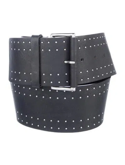 Pre-owned Ba&sh Wide Leather Waist Belt In Black