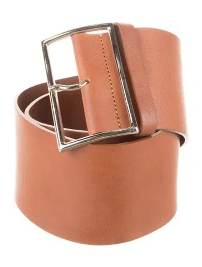 Pre-owned Ba&sh Wide Leather Waist Belt In Brown