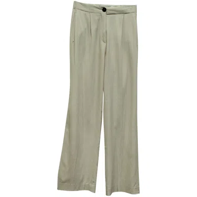 Pre-owned Ba&sh Ba & Sh Wide Leg Trousers In Nude Cotton In Green