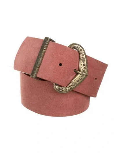 Pre-owned Ba&sh Wide Nubuck Belt In Red