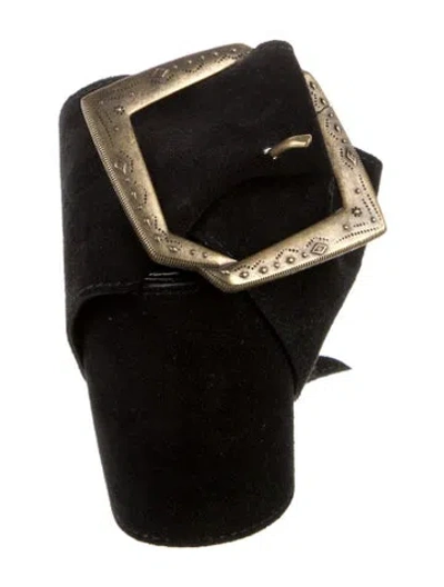 Pre-owned Ba&sh Wide Suede Belt Kit In Black