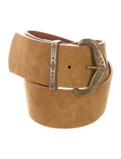 Pre-owned Ba&sh Wide Suede Belt In Neutral