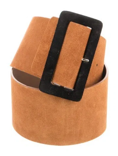 Pre-owned Ba&sh Wide Suede Waist Belt In Brown