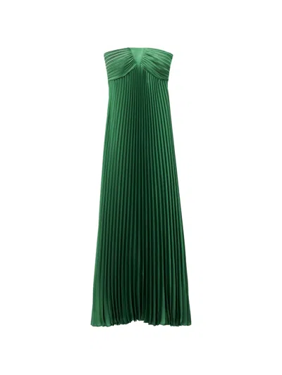Ba&sh Willow Pleated Strapless Dress In Green