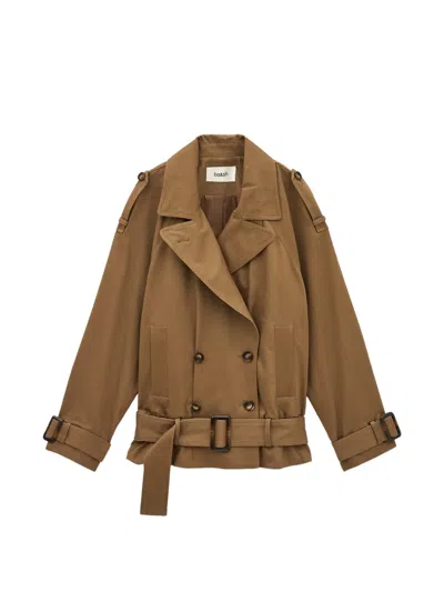 Ba&sh Winnie Belted Double-breasted Trench Coat In Brown
