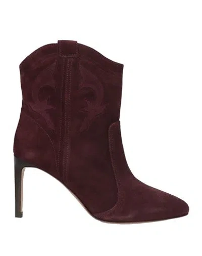 Ba&sh Ba & Sh Woman Ankle Boots Burgundy Size 7 Leather In Multi