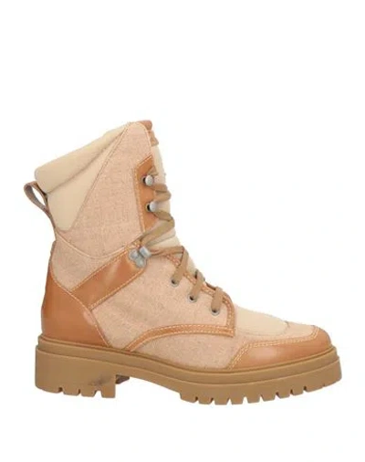 Ba&sh Ba & Sh Woman Ankle Boots Sand Size 8 Leather, Textile Fibers In Nude