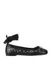 Ba&sh Ba & Sh Woman Ballet Flats Black Size 8 Leather, Synthetisches Material In Black