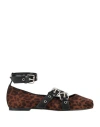Ba&sh Ba & Sh Woman Ballet Flats Tan Size 7 Leather, Synthetisches Material In Animal Print
