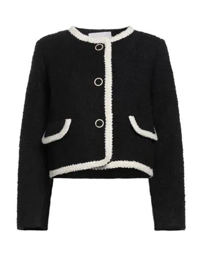 Ba&sh Ba & Sh Woman Jacket Black Size 3 Cotton, Polyester, Acrylic, Wool, Synthetic Fibers