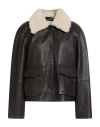 Ba&sh Ba & Sh Woman Jacket Dark Brown Size 2 Lambskin In Brown