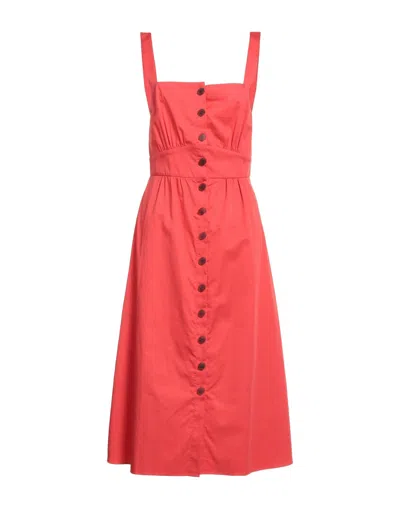 Ba&sh Open-back Gathered Cotton-poplin Midi Dress In Papaya