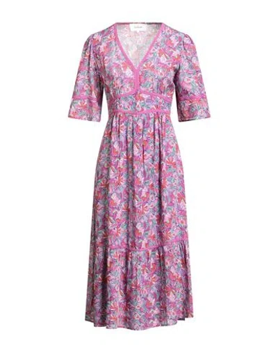 Ba&sh Ba & Sh Woman Midi Dress Lilac Size 3 Viscose, Cotton In Purple