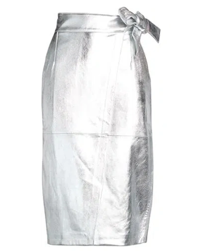 Ba&sh Ba & Sh Woman Midi Skirt Silver Size 8 Lambskin