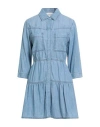 Ba&sh Ba & Sh Woman Mini Dress Blue Size 3 Cotton, Lyocell, Linen In Multi