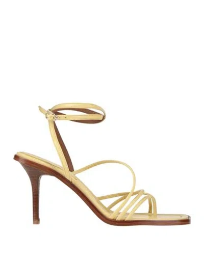 Ba&sh Ba & Sh Woman Thong Sandal Pastel Yellow Size 8 Leather In Gold