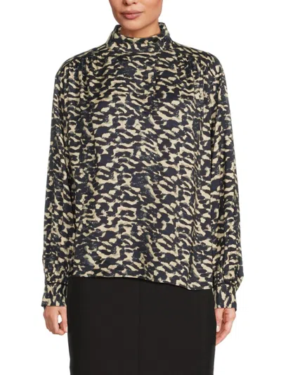 BA&SH WOMEN'S ALEJANDRO ABSTRACT MOCK TURTLENECK TOP