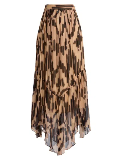 Ba&sh Women's Aley Pleated Handkerchief-hem Midi-skirt In Pink