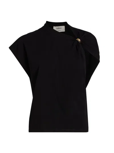 Ba&sh Women's Allia Asymmetric Cotton T-shirt In Black