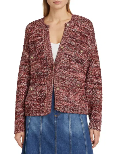 Ba&sh Women's Bran Marled Metallic Cardigan In Burgundy
