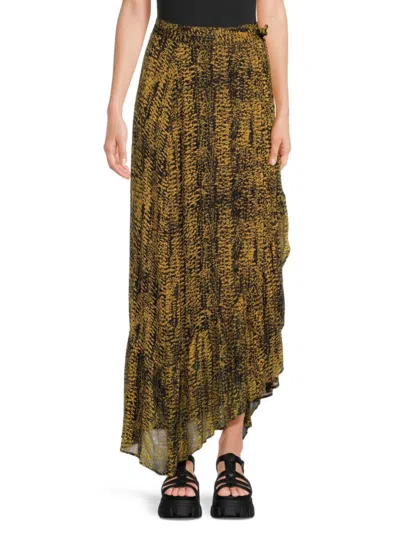 Ba&sh Women's Cyrielle Aymmetric A-line Wrap Maxi Skirt In Yellow