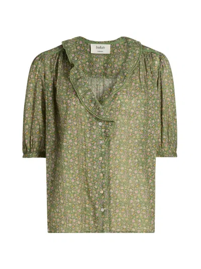Ba&sh Women's Floral Embroidered-trim Cotton Top In Multi