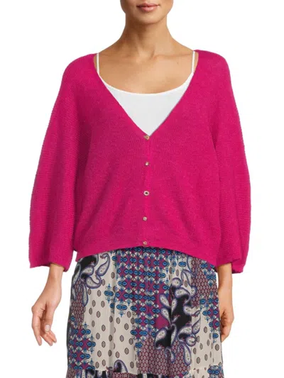 Ba&sh Women's Isaac Drop Shoulder Mohair-blend Cardigan In Pink