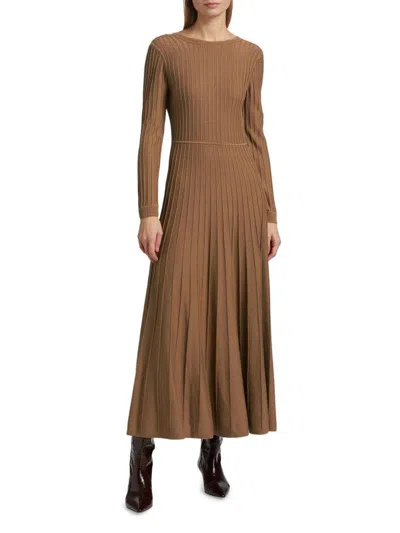 Ba&sh Women's Jazia Rib-knit Midi-dress In Brown