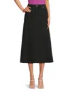 Ba&sh Women's Jupe Volentia Denim A-line Midi-skirt In Black