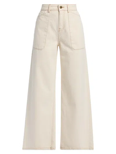 Ba&sh Women's Mallou Cotton High-rise Wide-leg Jeans In Sand