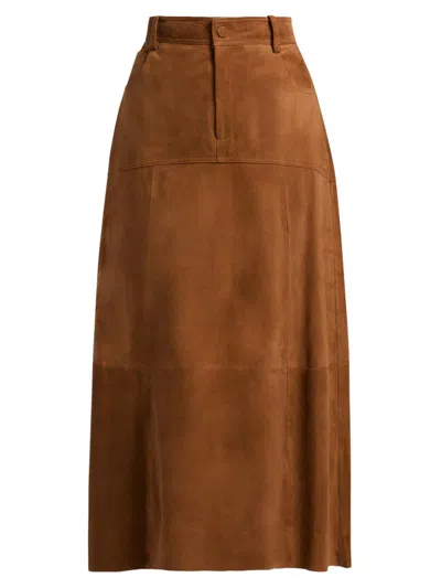 Ba&sh Women's Massia Suede Midi-skirt In Brown