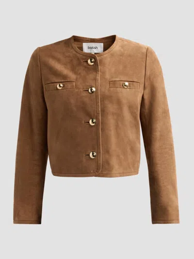 Ba&sh Women's Mella Suede Collarless Jacket In Terre