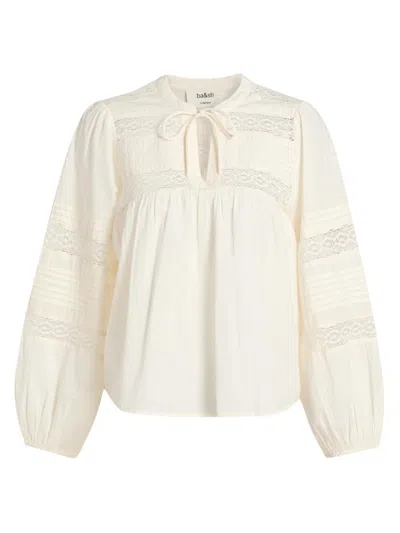 Ba&sh Women's Nami Lace Insert Cotton Blouse In Sand
