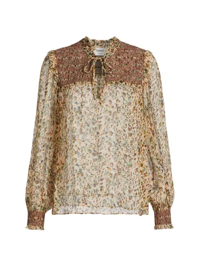 Ba&sh Women's Printed Smocked Yoke Blouse In Sand