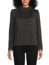 Ba&sh Women's Raba Metallic Mock Turtleneck Long-sleeve Top In Black