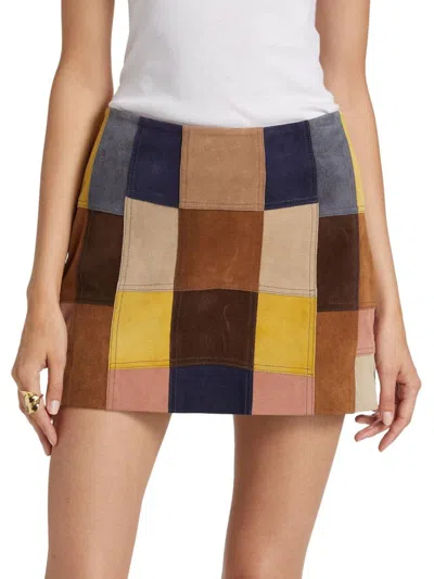 Ba&sh Women's Rosalia Patchwork Suede Miniskirt In Neutral