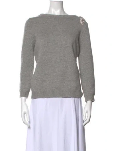 Pre-owned Ba&sh Wool Bateau Neckline Sweater In Grey