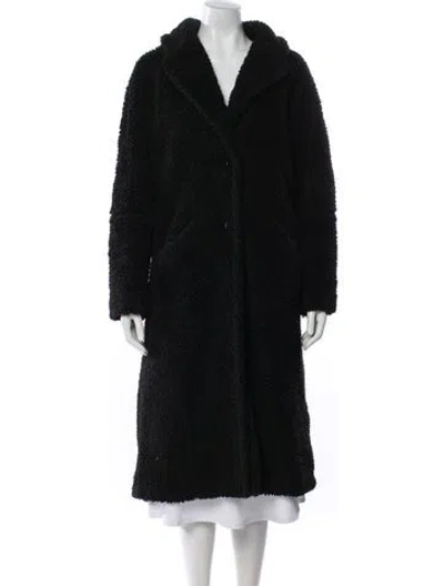 Pre-owned Ba&sh Wool Faux Fur Coat In Black