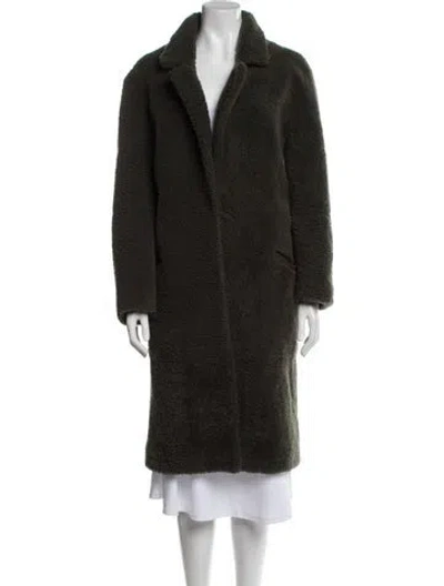 Pre-owned Ba&sh Wool Faux Fur Coat In Green