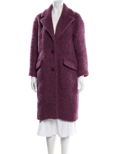 Pre-owned Ba&sh Wool Faux Fur Coat In Purple