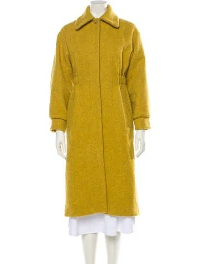 Pre-owned Ba&sh Wool Faux Fur Coat In Yellow