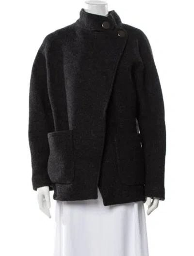 Pre-owned Ba&sh Wool Faux Fur Jacket In Gray