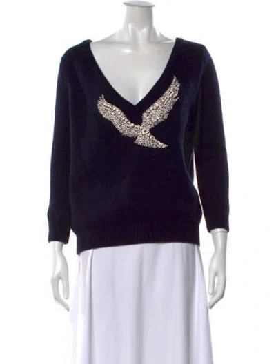 Pre-owned Ba&sh Wool Graphic Print Sweater In Blue