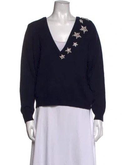 Pre-owned Ba&sh Wool Graphic Print Sweater In Blue