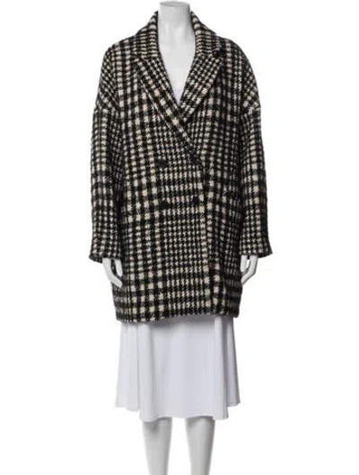 Pre-owned Ba&sh Wool Houndstooth Print Blazer In Black