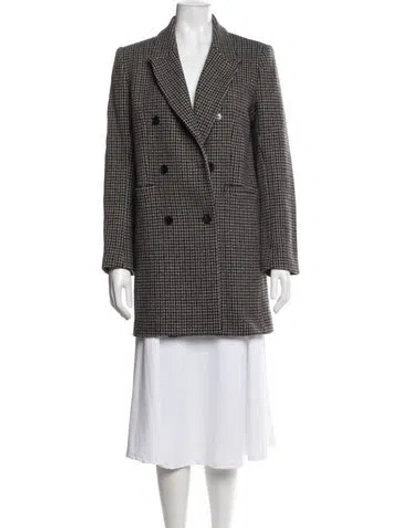 Pre-owned Ba&sh Wool Houndstooth Print Blazer In Brown