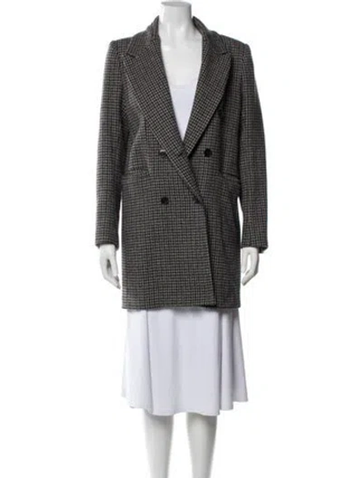 Pre-owned Ba&sh Wool Houndstooth Print Blazer In Gray