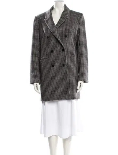 Pre-owned Ba&sh Wool Houndstooth Print Faux Fur Coat In Brown