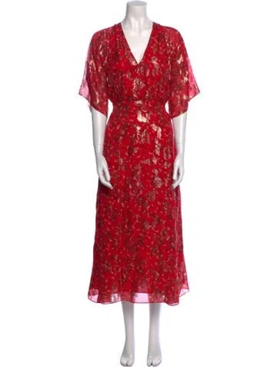 Pre-owned Ba&sh Wool Long Dress In Red